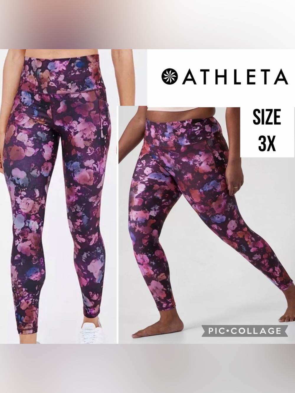 Athleta Womens Leggings Salutation Stash II High Rise Tight Powervita Floral 3X